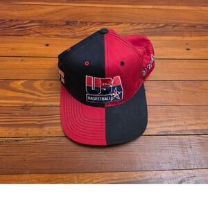 Vintage Starter USA Basketball Dream Team II 1994 Snapback Hat Red Black Mens